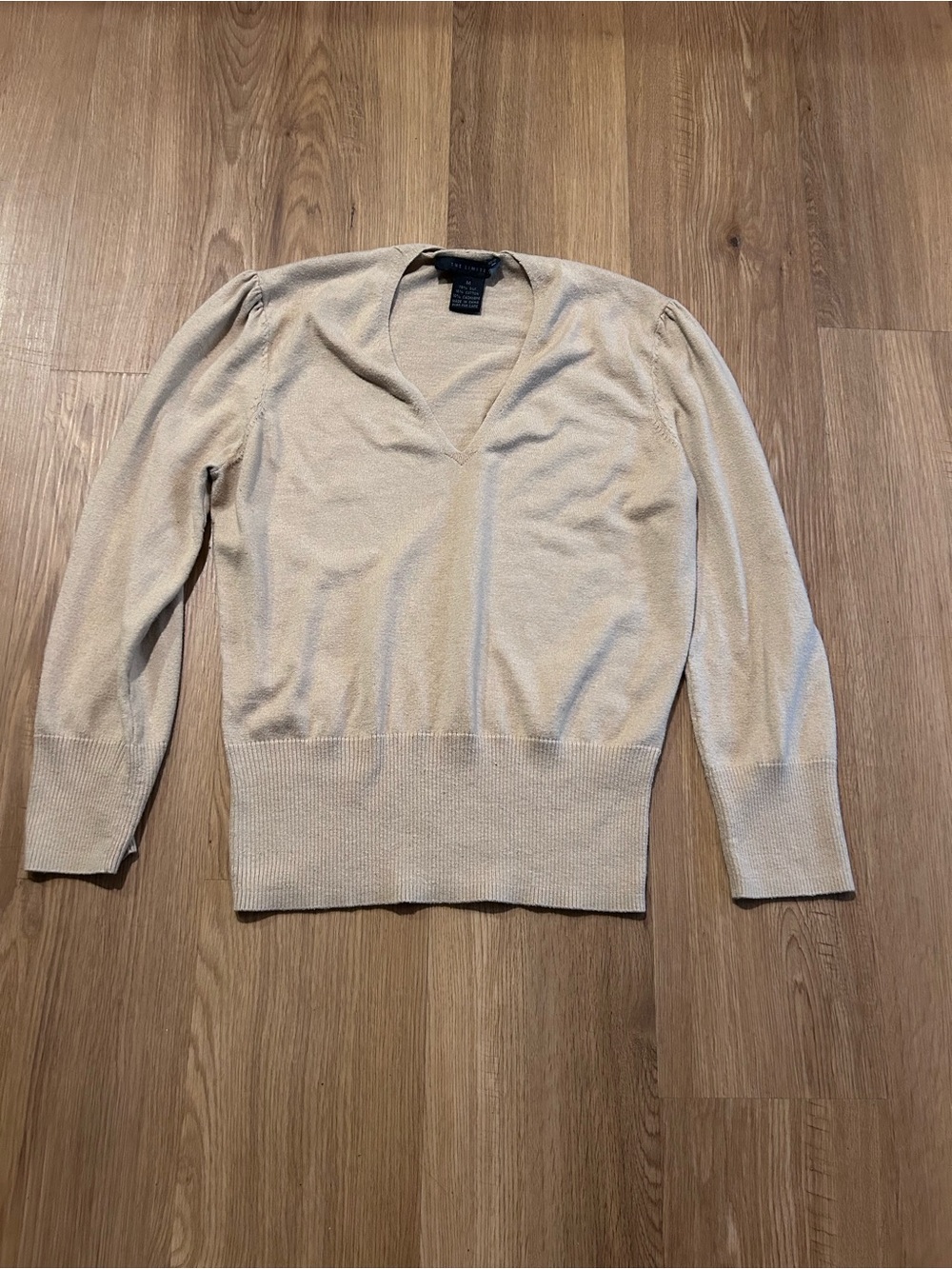 The Limited Beige V-Neck Long Sleeve Sweater